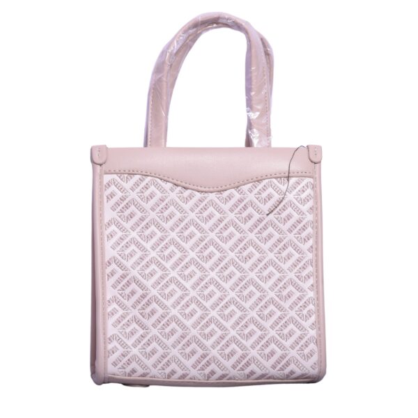 cream sling handbag with embossed texture and scarf handle