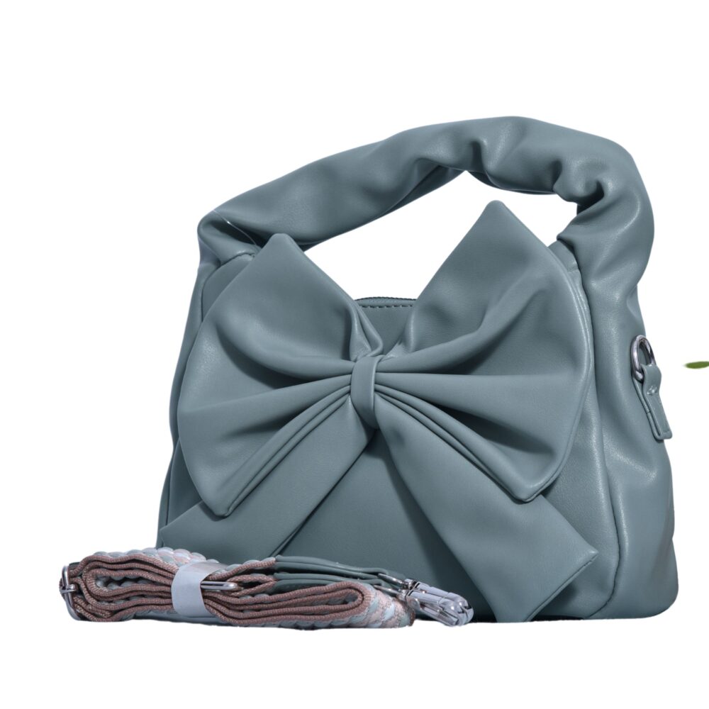Azure Marble Bow Luxe Bag