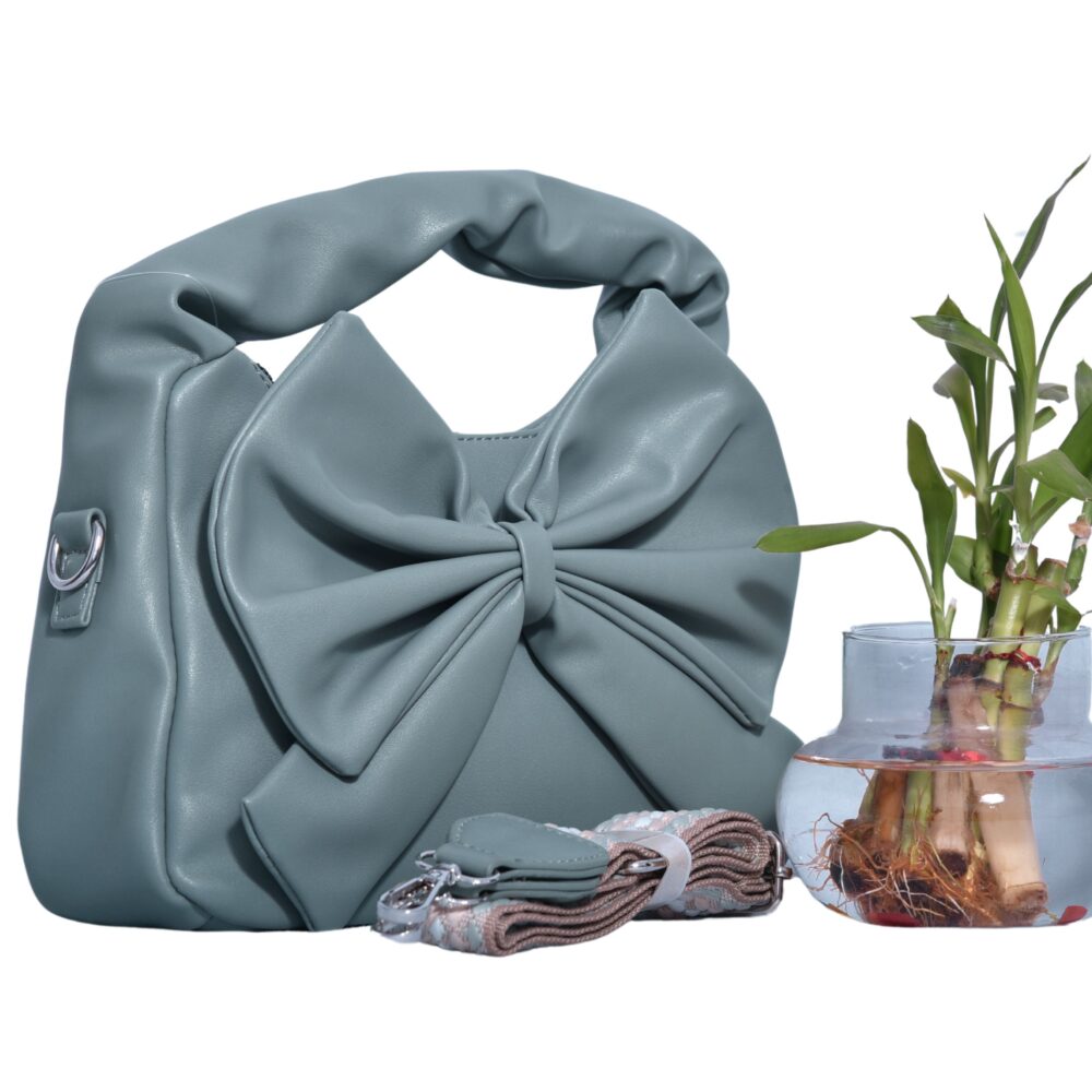 Azure Marble Bow Luxe Bag
