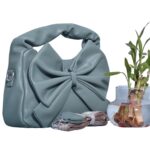 Azure Marble Bow Luxe Bag