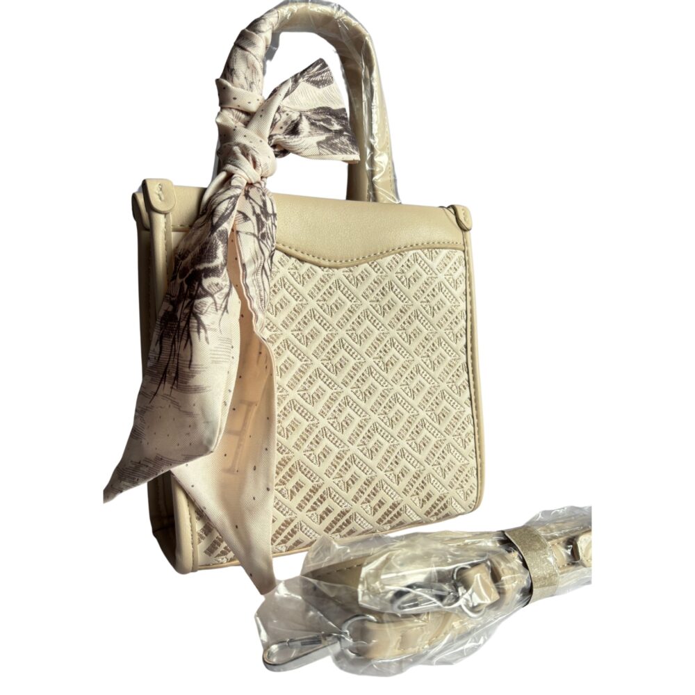 Ivory Bloom – Cream Embossed Sling & Handbag