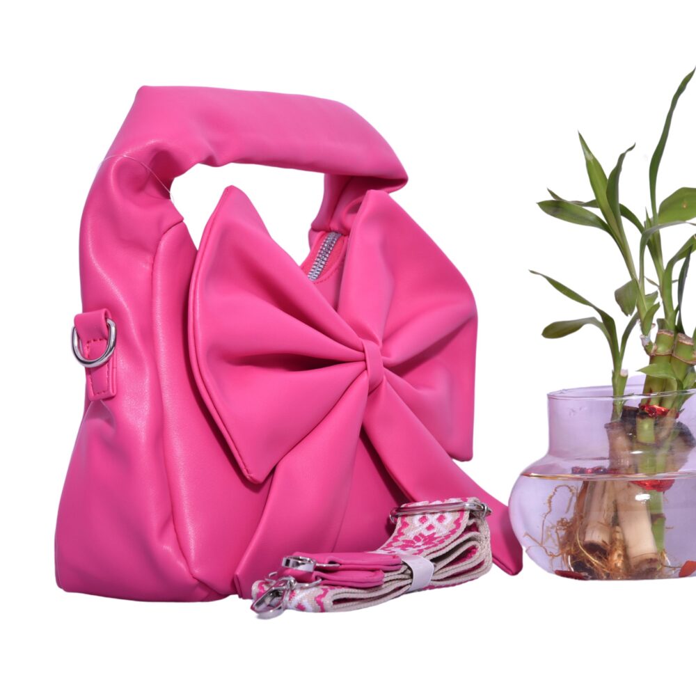 Rosé Charm Dark Pink Bow Bag