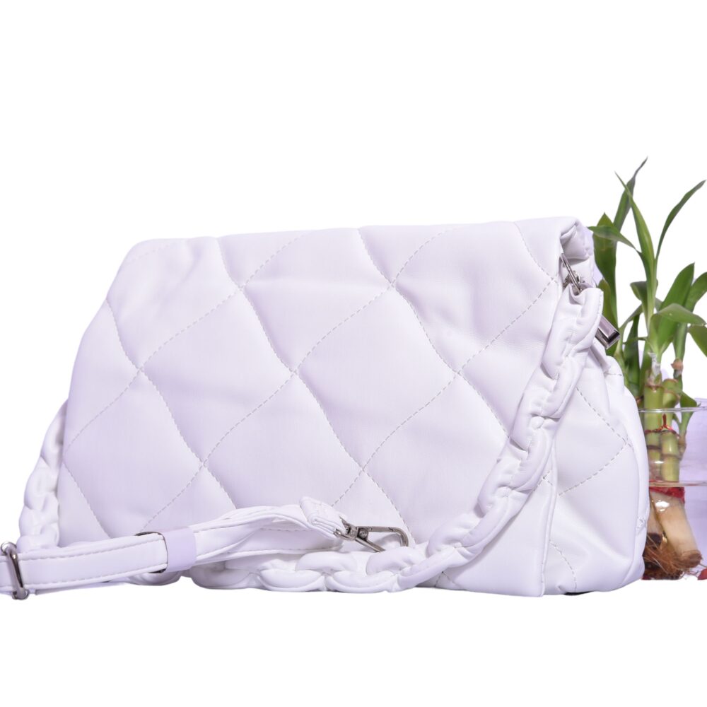 Ivory Luxe White Quilted Shoulder Bag