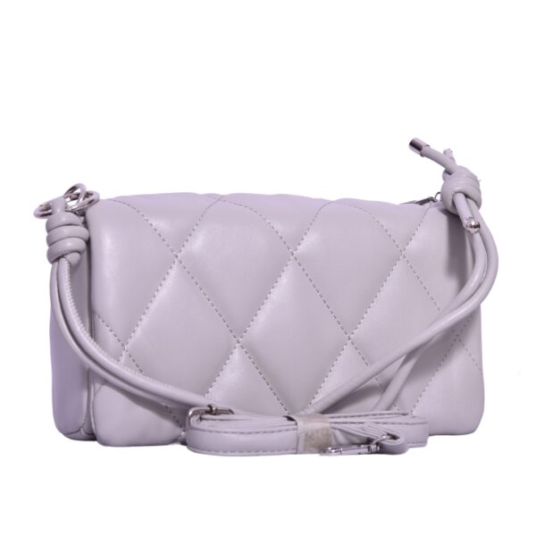 lavender quilted sling bag with knot detail