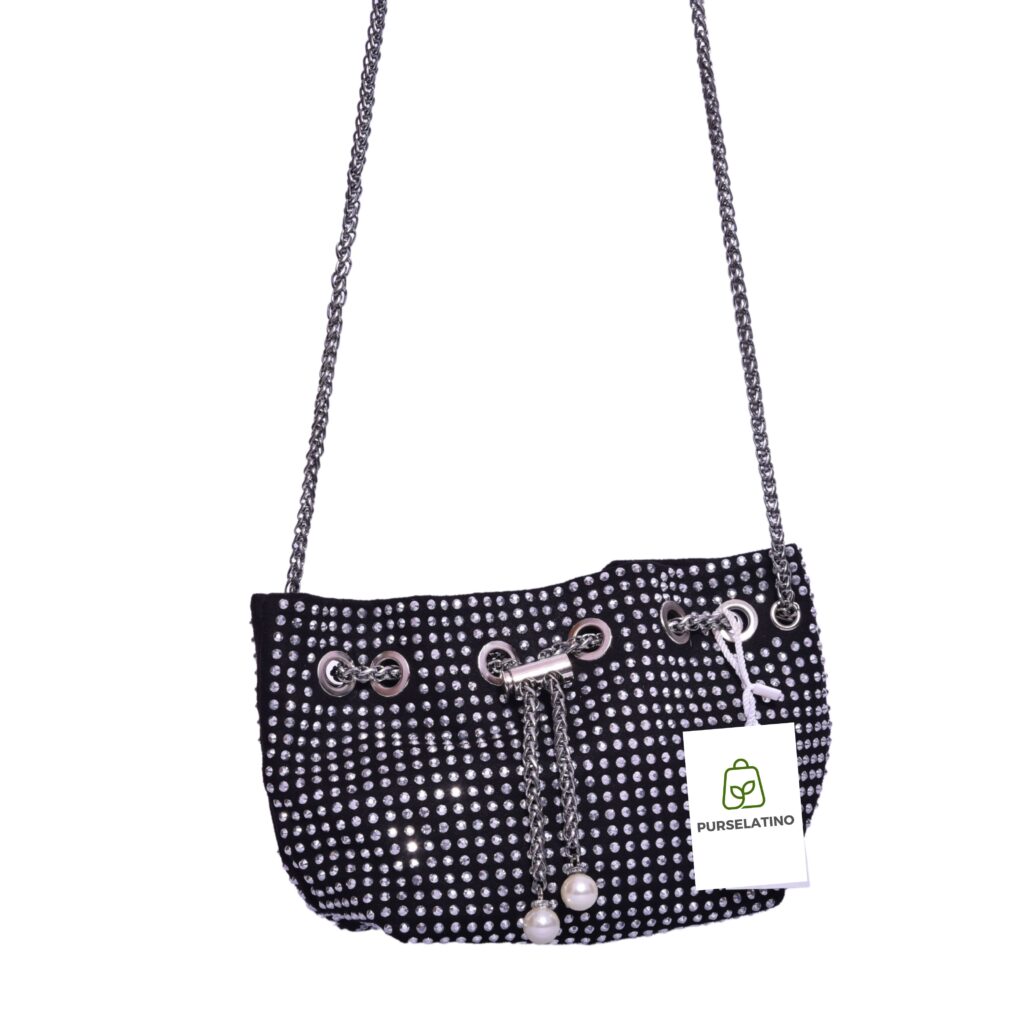 White Rhinestone Bucket Bag