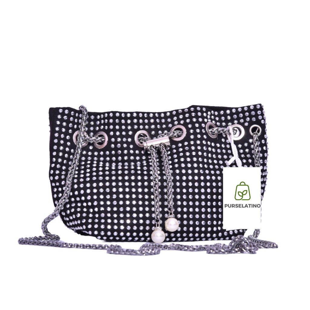 White Rhinestone Bucket Bag