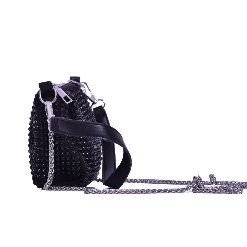 NoirGleam Black Stone Sling Bag