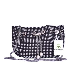 White Rhinestone Bucket Bag