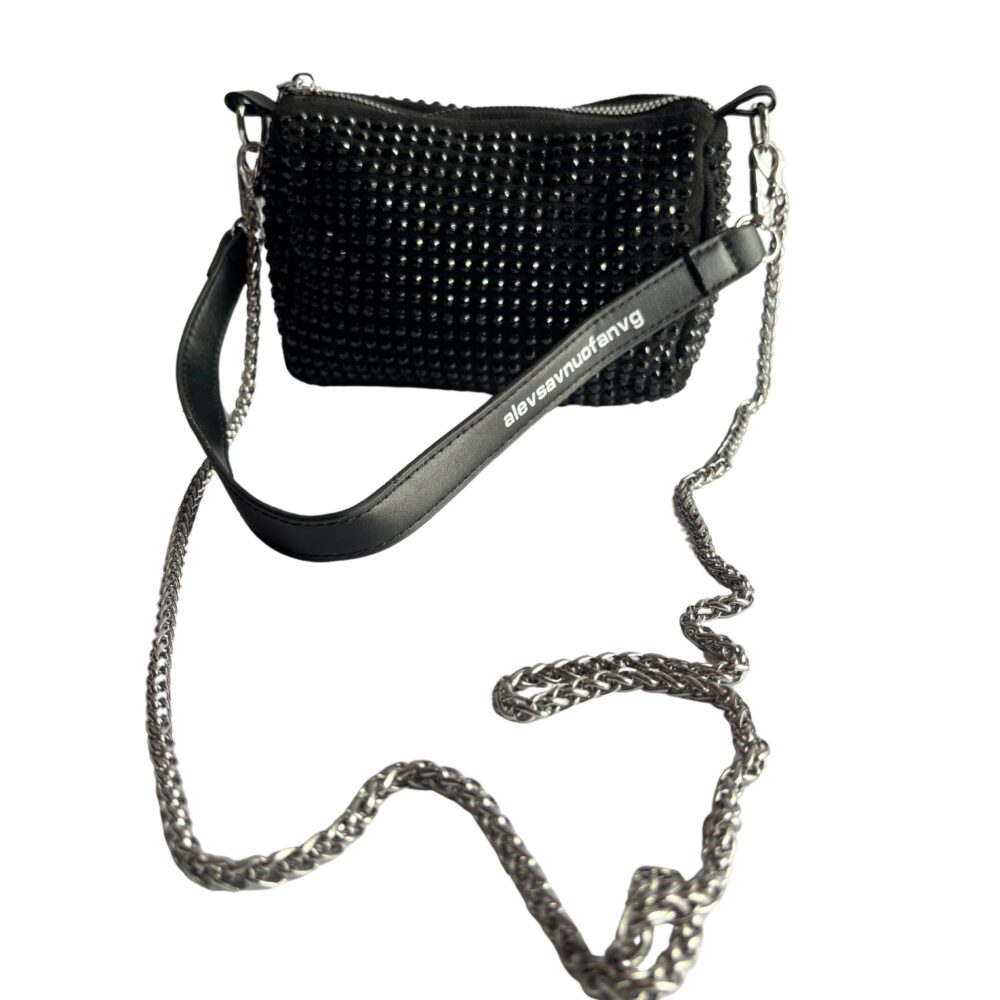 NoirGleam Black Stone Sling Bag
