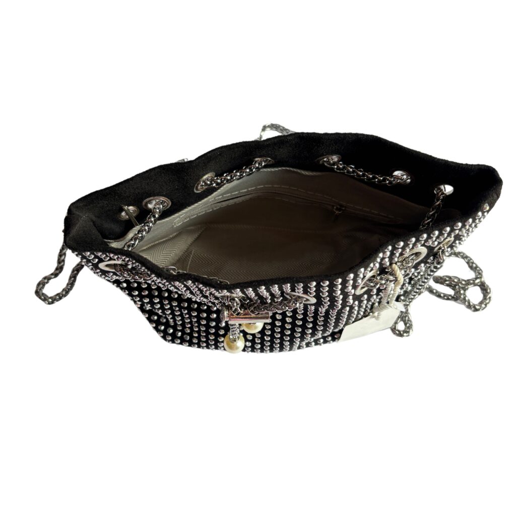 White Rhinestone Bucket Bag